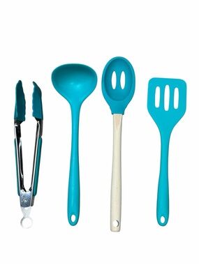 NWOT Zeal Set of 4 Teal Silicone Mini Cooking Utensils